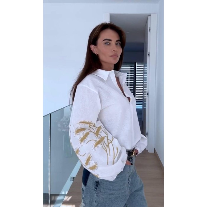 Вишиванка жіноча бавовна Туреччина біла S M L