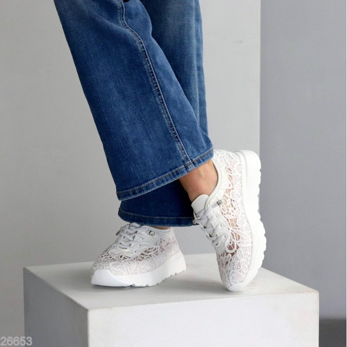 Кросівки жіночі текстиль/натуральна шкіра білі 37,38,39,40,41р