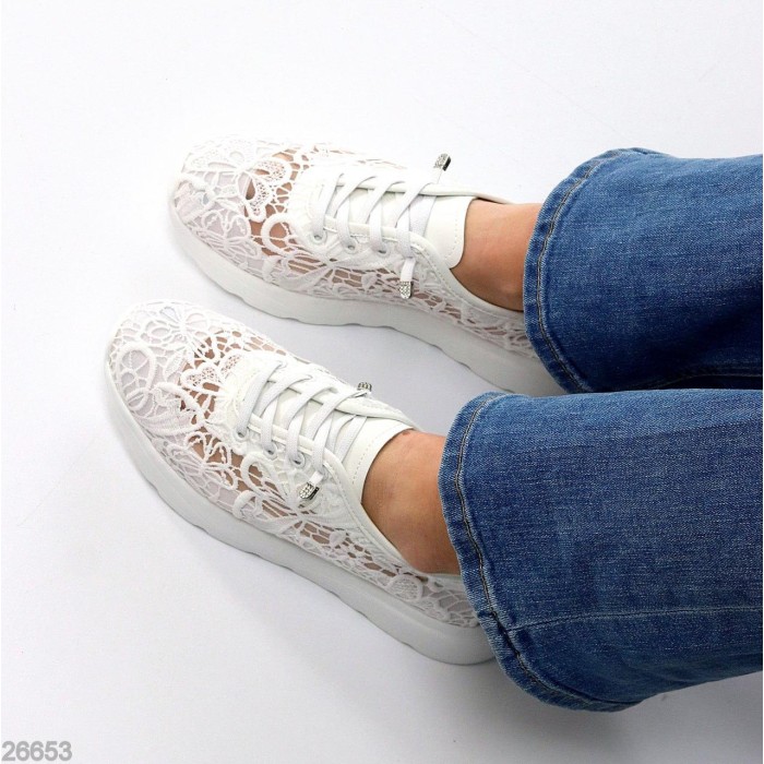 Кросівки жіночі текстиль/натуральна шкіра білі 37,38,39,40,41р