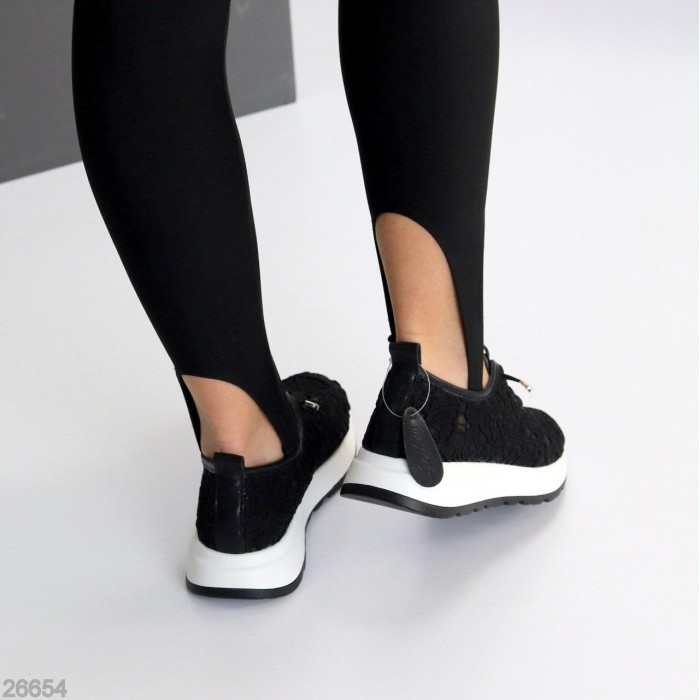 Кросівки жіночі текстиль/натуральна шкіра чорні 37,38,39,40,41р