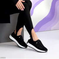 Кросівки жіночі текстиль/натуральна шкіра чорні 37,38,39,40,41р