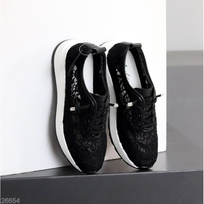 Кросівки жіночі текстиль/натуральна шкіра чорні 37,38,39,40,41р