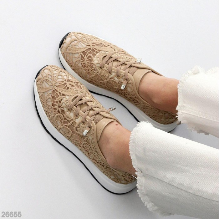 КросІвки жіночі текстиль/натуральна-шкіра колір-беж 37,38,39,40,41р.