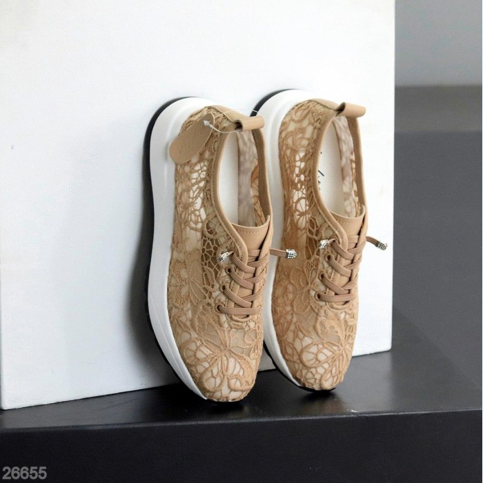 КросІвки жіночі текстиль/натуральна-шкіра колір-беж 37,38,39,40,41р.