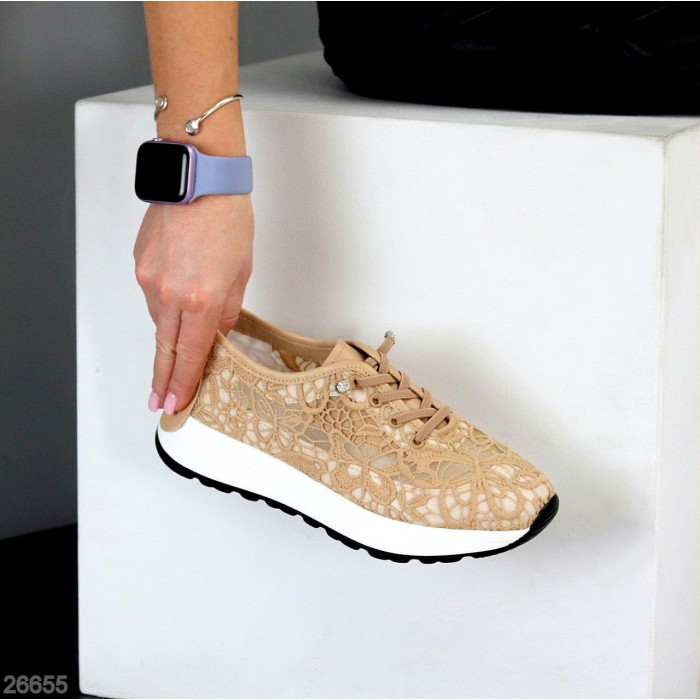 КросІвки жіночі текстиль/натуральна-шкіра колір-беж 37,38,39,40,41р.