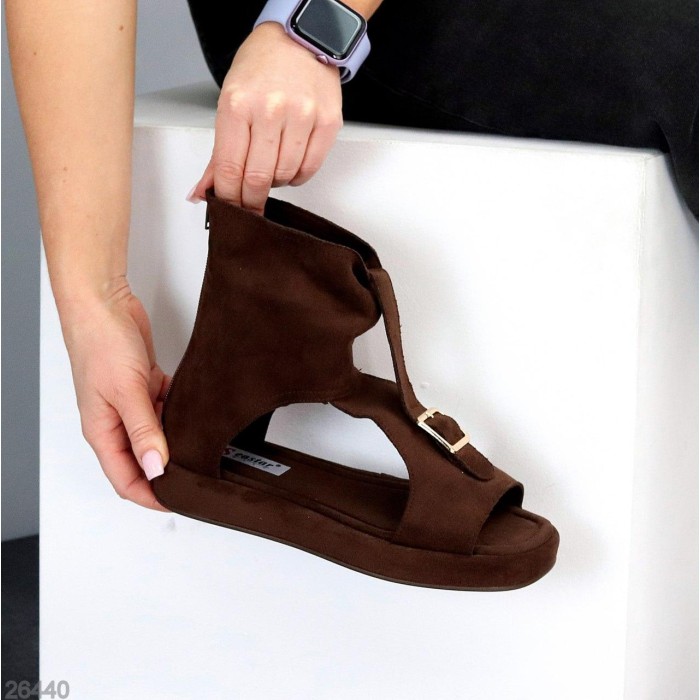 Босоніжки жіночі еко-замша колір-шоколад 36,37,38,39,40,41р