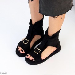 Босоніжки жіночі еко-замша колір-чорний 36,37,38,39,40,41р