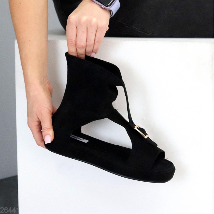 Босоніжки жіночі еко-замша колір-чорний 36,37,38,39,40,41р